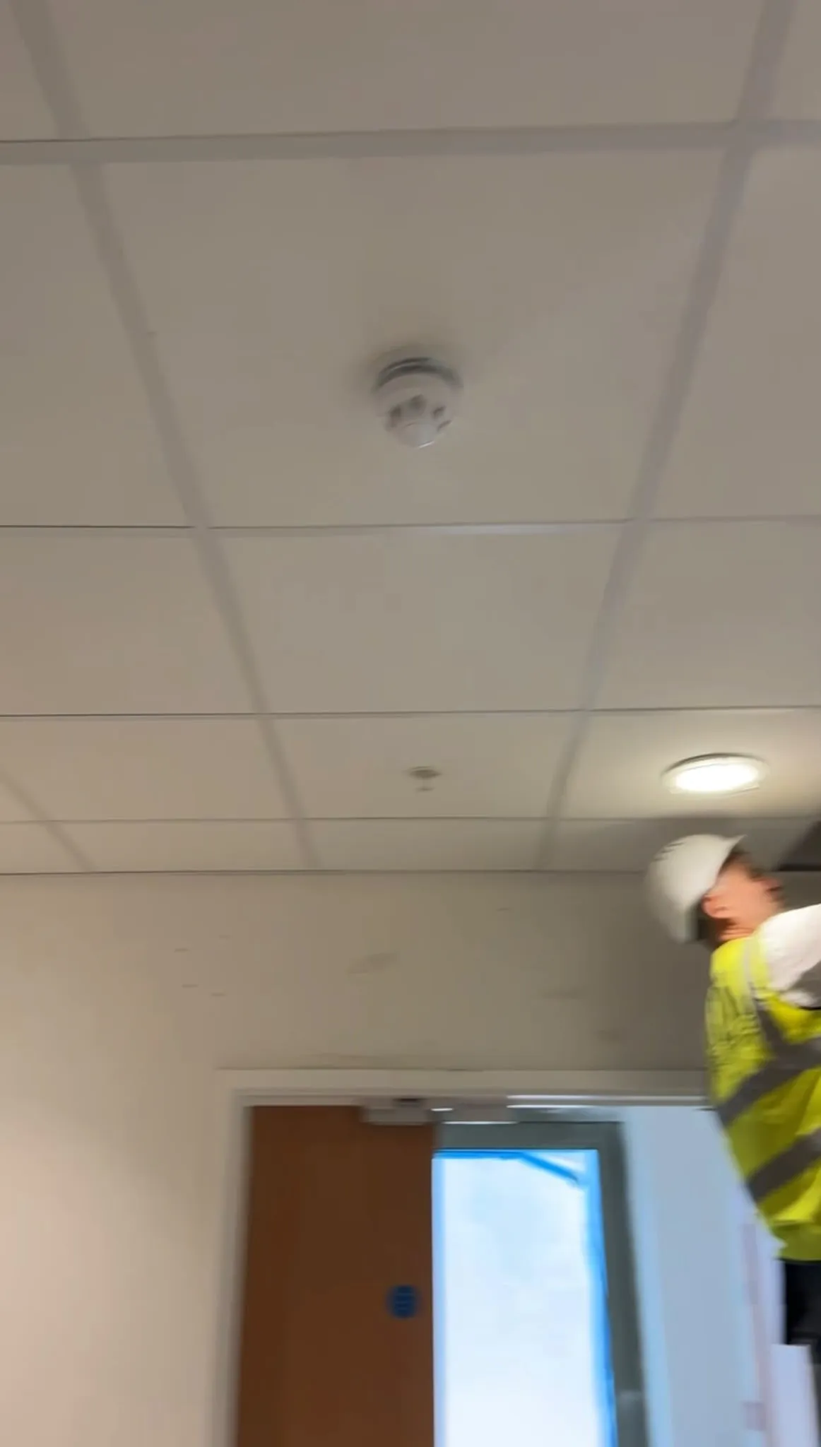 Final checks on a grid ceiling