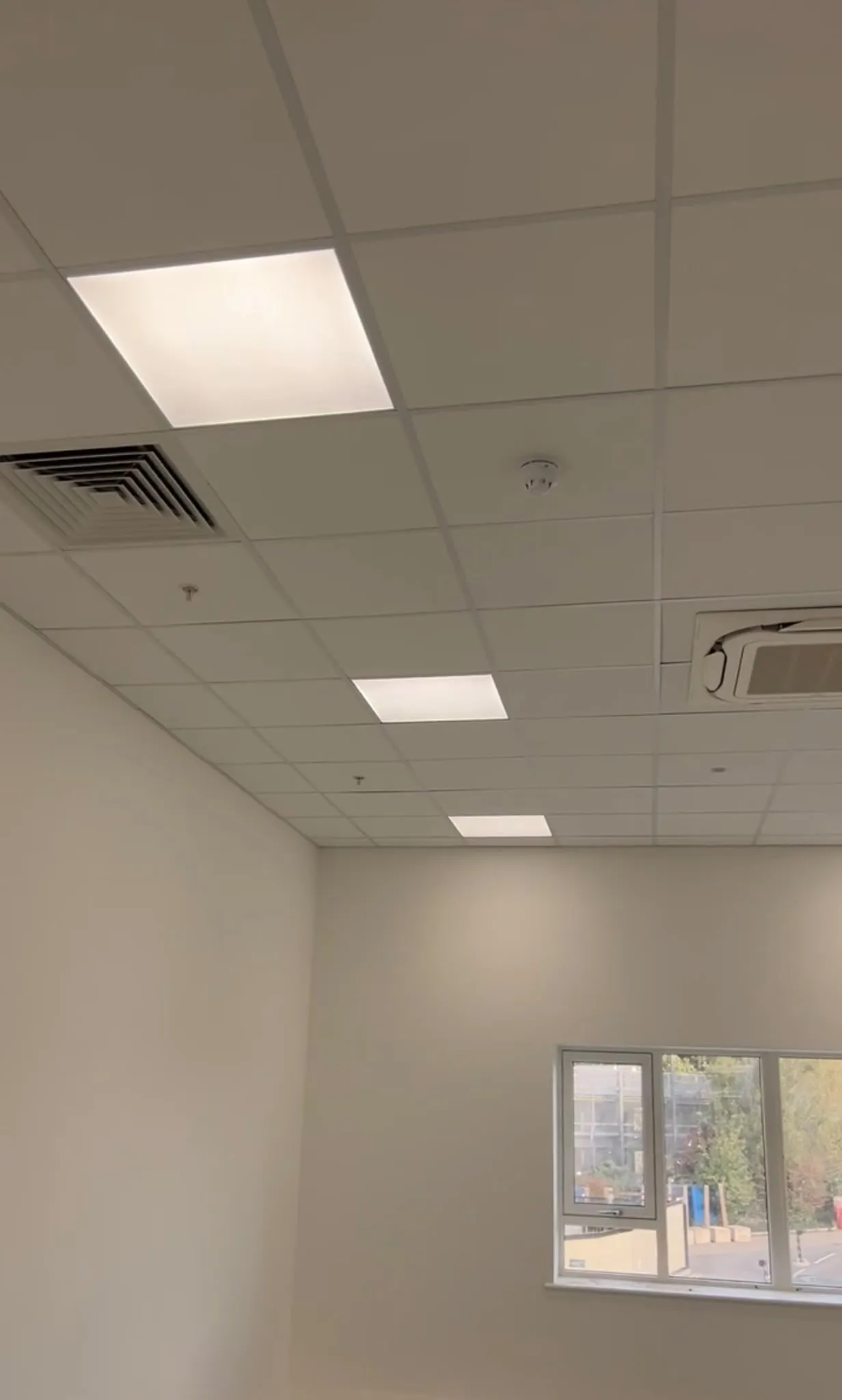 Completed office ceiling and walls
